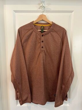 Men's Burnt Orange/ Brown Henley Long-Sleeve Shirt